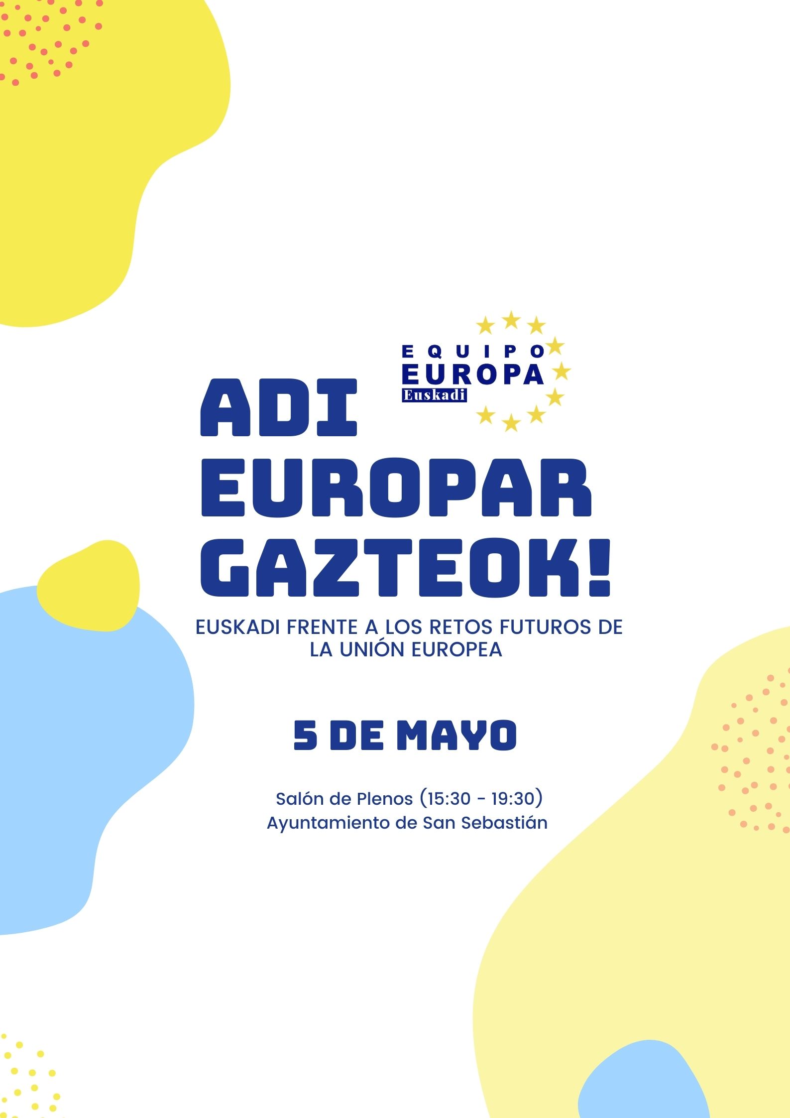 Donostia / San Sebastián reivindicará la participación de la juventud en la construcción de una Europa democrática con motivo del Día de Europa