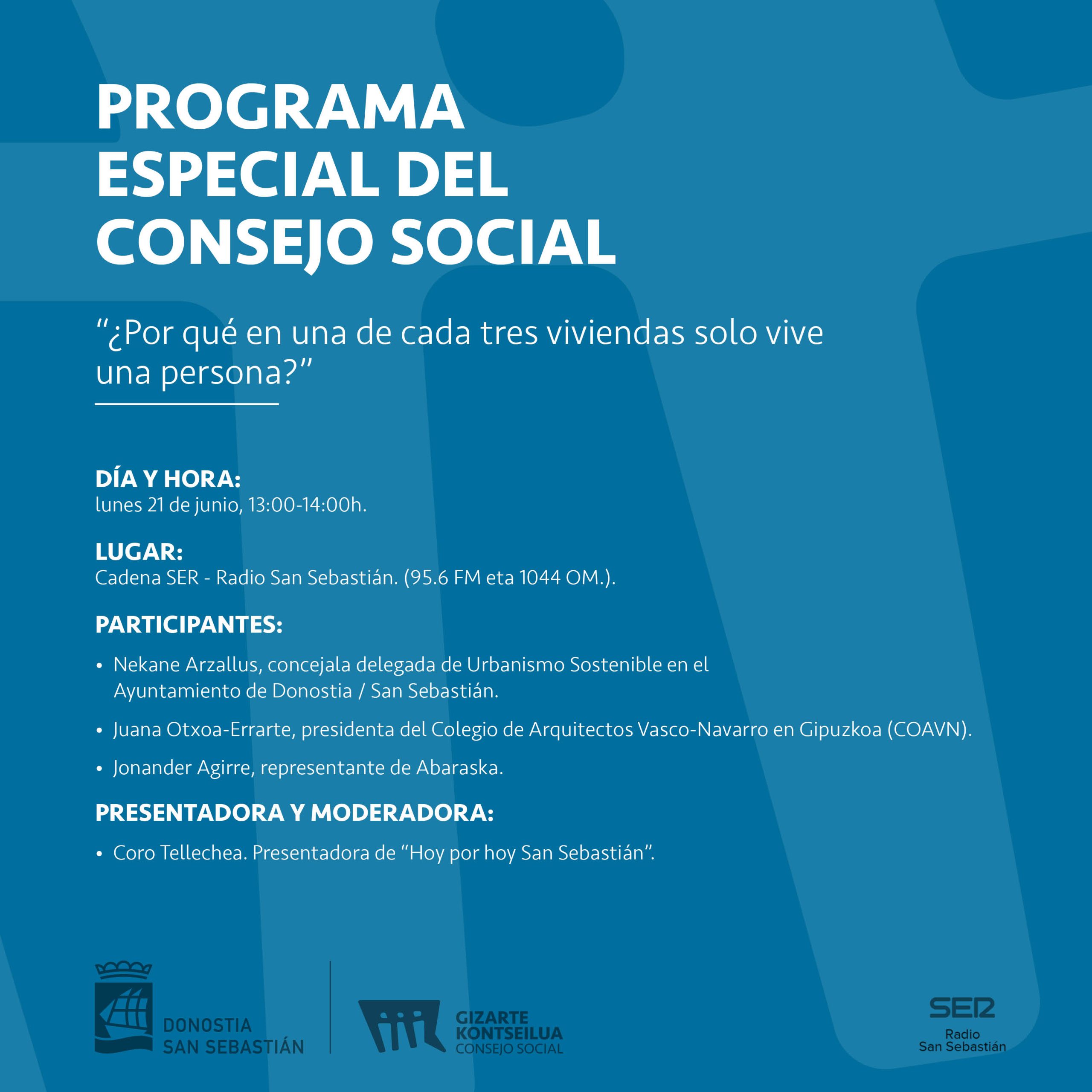 Programa especial del Consejo Social en el marco del Hoy por Hoy San Sebastián de Radio San Sebastián – Cadena SER