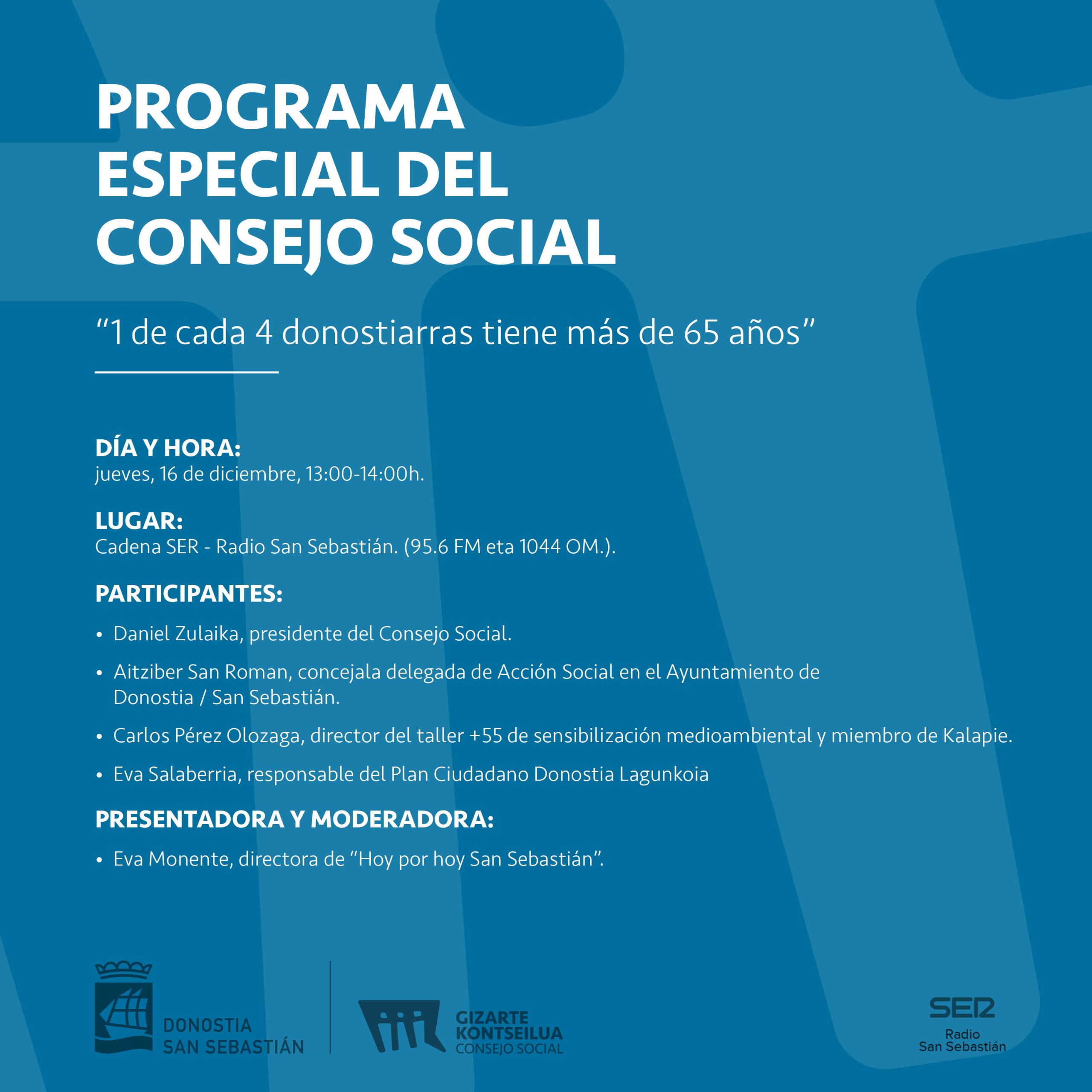 Gizarte Kontseiluaren saio berezia Cadena SER – Programa especial del Consejo Social Cadena SER