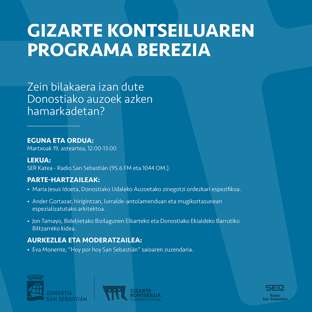Debate en la cadena SER, sobre la evolución de los barrios donostiarras