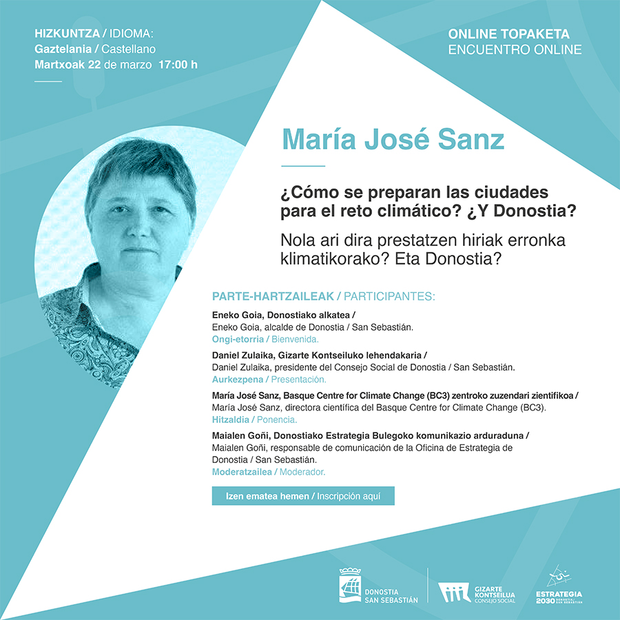 Encuentro online: «¿Cómo se preparan las ciudades para el reto climático? ¿Y Donostia?»