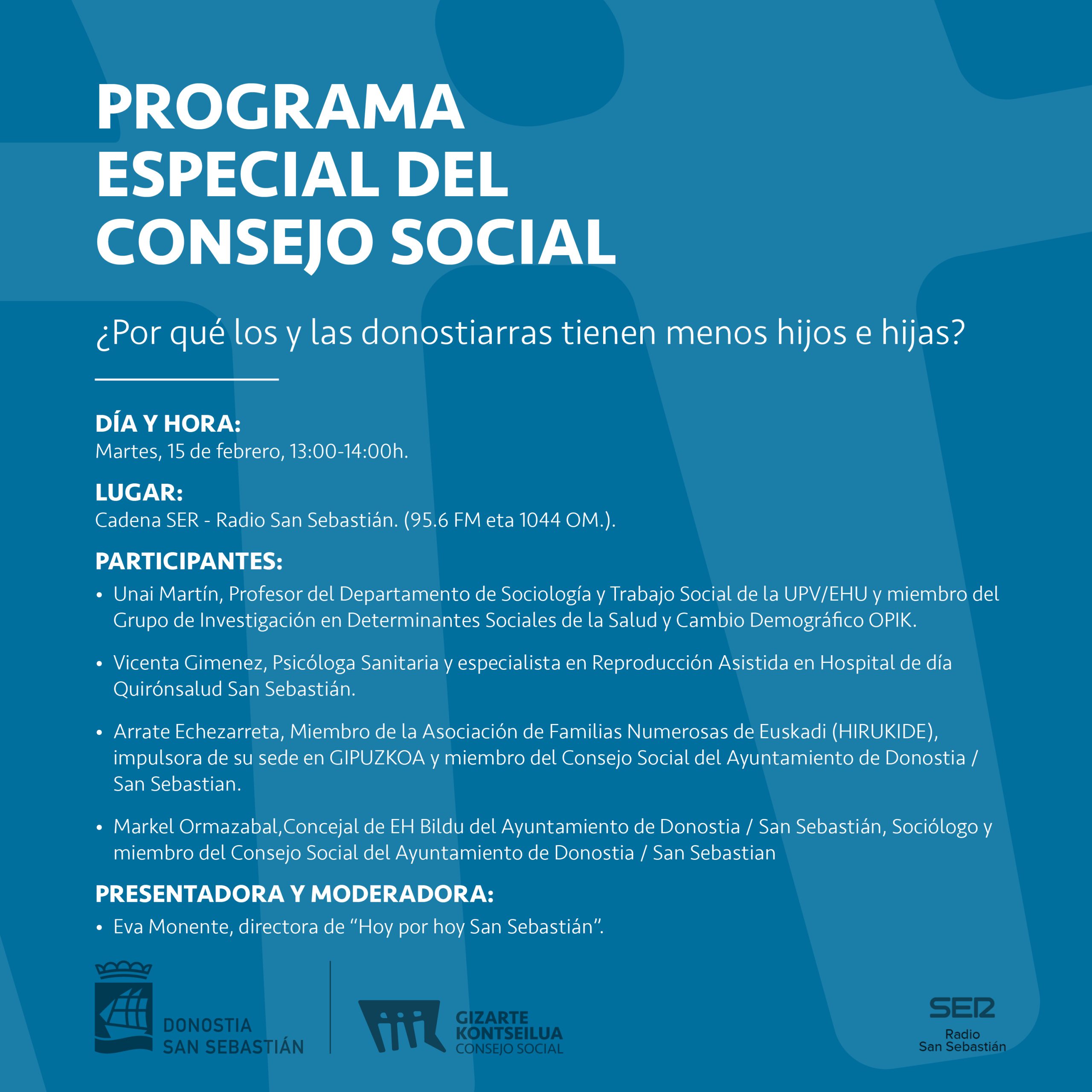 Programa especial del Consejo Social en Radio San Sebastián – Cadena SER